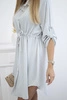 Dress with button closure and tie at the waist light gray