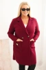 Dámský elegantní plášť Plus Size s límcem a velkými kapsami švestkový