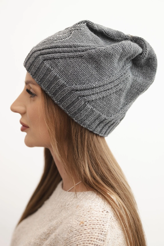Women's winter hat with wool in a loose fit K442 graphite