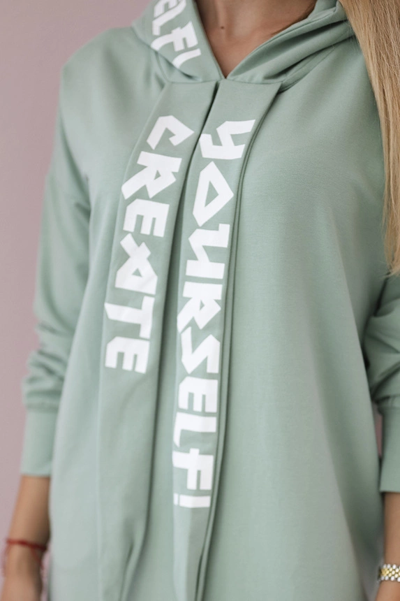 Dress with hood Oversize dark mint