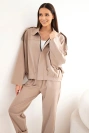 Damen-Baumwollset mit kurzem Sweatshirt und Hose Cappuccino