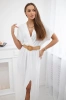 Long dress with a decorative belt white
