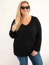 Women's Plus Size sweater with wool V-neck black