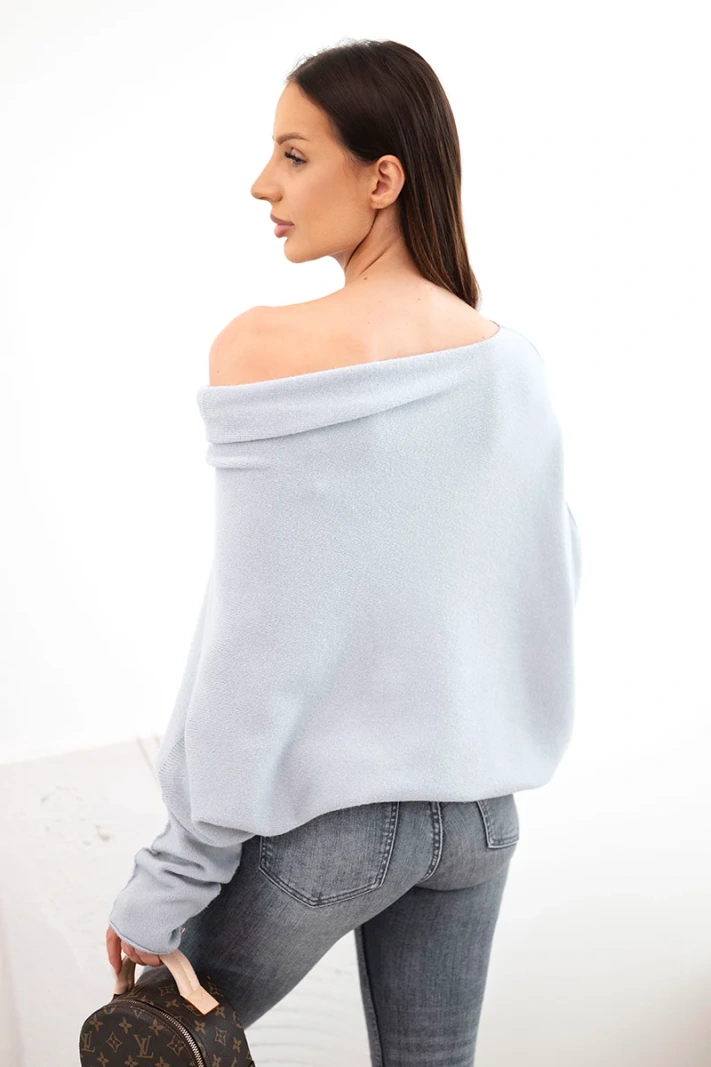 Damenpullover asymmetrisch aus Viskose Batwing grau