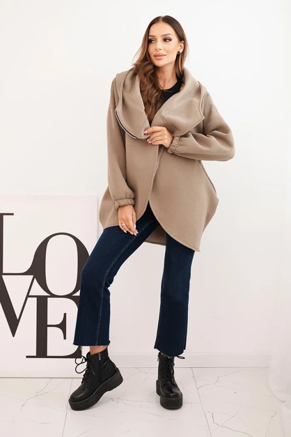 Women's insulated hoodie with an asymmetrical zipper fango