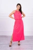 Boho Kleid mit Falten rosa Neon
