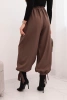 Women's pants with wide legs and ties at the bottom mocha