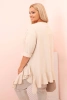 Dámská blůza Plus Size s bavlnou, kapsou a ohrnutým rukávem kiwi