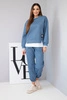 Women's set with a loose sweatshirt and sweatpants denim melange