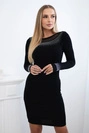 Knitted dress with a small pattern black