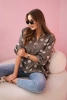 Linen Women's Blouse with Floral Pattern, Long Sleeves, and Buttons fango