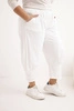 Plus Size women's pants with a low crotch and an elastic waistband white