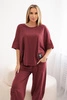 Cotton set blouse + trousers burgundy