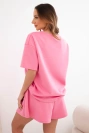 Women's butter-soft viscose set with short sleeves and high-waisted shorts pink