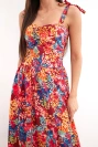 Women's midi floral dress with tie straps burgundy