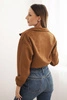 Suede zipper sweatshirt Camel