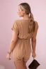 Short jumpsuit tied at the waist Camel