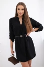 Dress with longer back and belt black