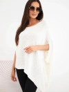 Damensweater Poncho mit Mohair asymmetrisch mit weitem Ausschnitt ecru
