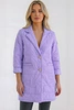 Dámska bunda Plus Size prešívaná s ozdobnými gombíkmi a golierom svetlofialová