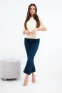 Women's sweater made of baby alpaca with short sleeves and a round neckline yellow