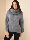 A sweater women's with wool blend and snood gray
