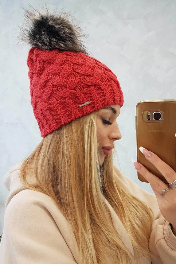 Cap with fleece Daria K217 raspberry