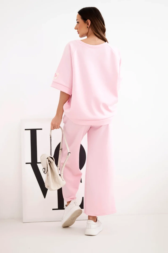 Damen-Set aus butterweicher Viskose, Sweatshirt und weite Hose Bonbonrosa