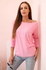 Women's blouse with a boat neckline light pink