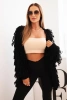 Damenstrickjacke mit Fransen und lockerem Schnitt schwarz