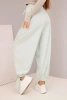 Women's wide-leg pants with a tie at the bottom dark mint