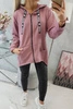 Sweatshirt mit längerem Rücken und Kapuze dunkelrosa