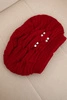 Women's winter wool hat with decorative crystals K399 red
