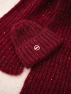 Damen-Set Mütze und langer Schal bordeaux