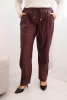 Plus Size women's warm faux leather high-waisted pants burgundy