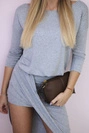Asymmetric dress, 3/4 sleeve gray