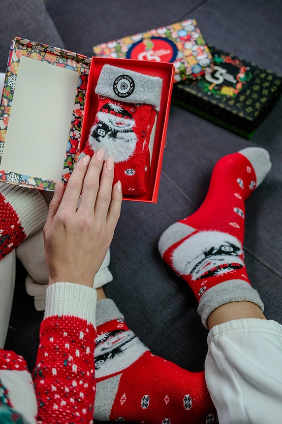 Unisex Christmas socks in a box – 1 pair with a Snowman