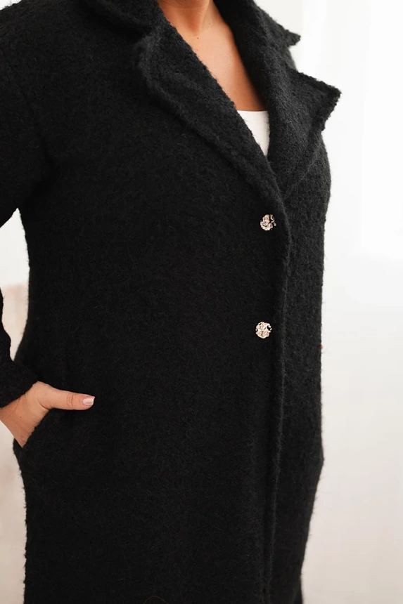 Plus Size women's coat with wool and a large collar black