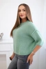 Short sleeve mohair sweater dark mint