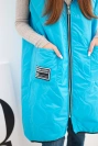 Women's quilted Plus Size hooded zip-up vest turquoise