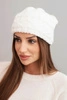 Women's winter hat with thick cable knit wool K481 white