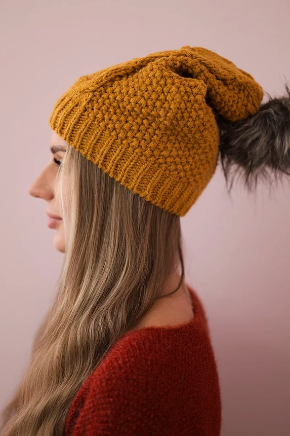 Cap with fleece Sandra K210 mustard