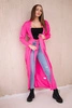 Long cardigan sweater tied at the waist pink neon