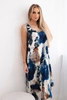 Viscose dress with a multicolor print navy blue