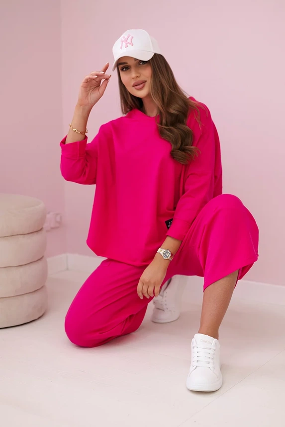 Cotton sweatshirt pants set fuchsia