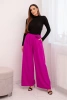 Women's elegant wide-leg pants with decorative flower dark purple