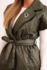 Women's quilted vest with belt and wide collar khaki