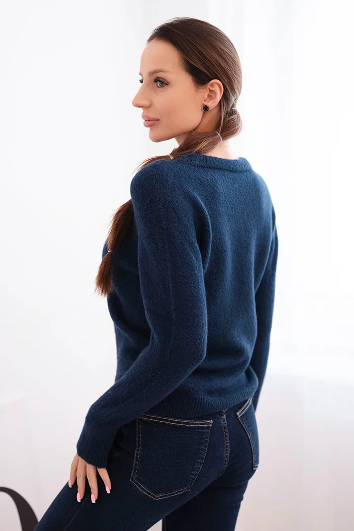 Damenpullover aus Baby-Alpaka mit langen Ärmeln blau