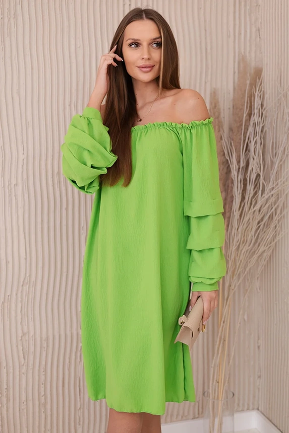 Spanish dress with decorative sleeves bright green