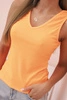 Top damski bawełniany na ramiączkach z dekoltem V pomarańczowy neon